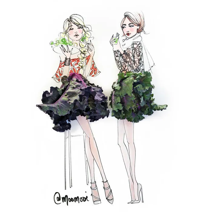 I Use Flowers & Veggies To Create Fashion Illustrations