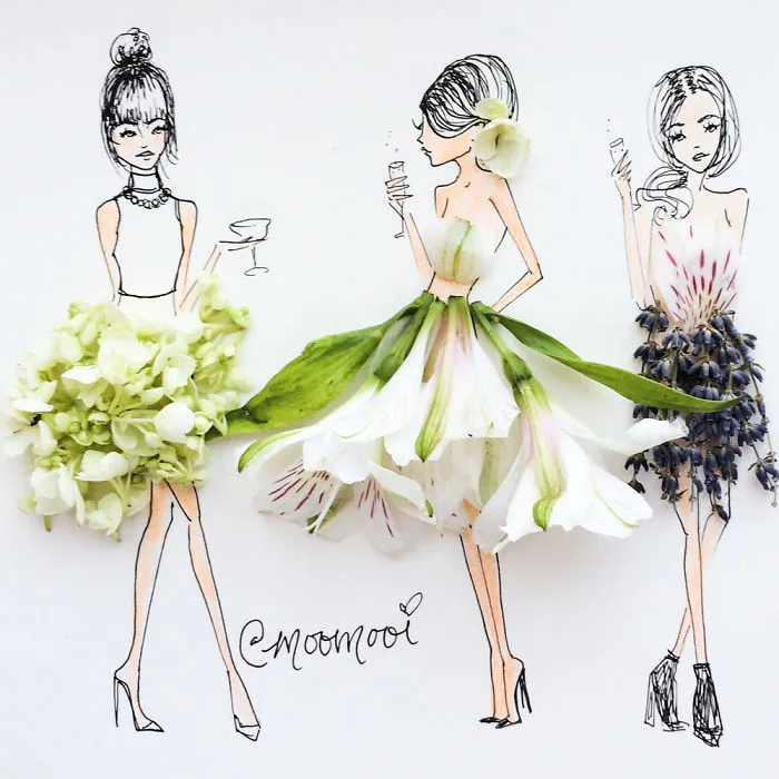 I Use Flowers & Veggies To Create Fashion Illustrations