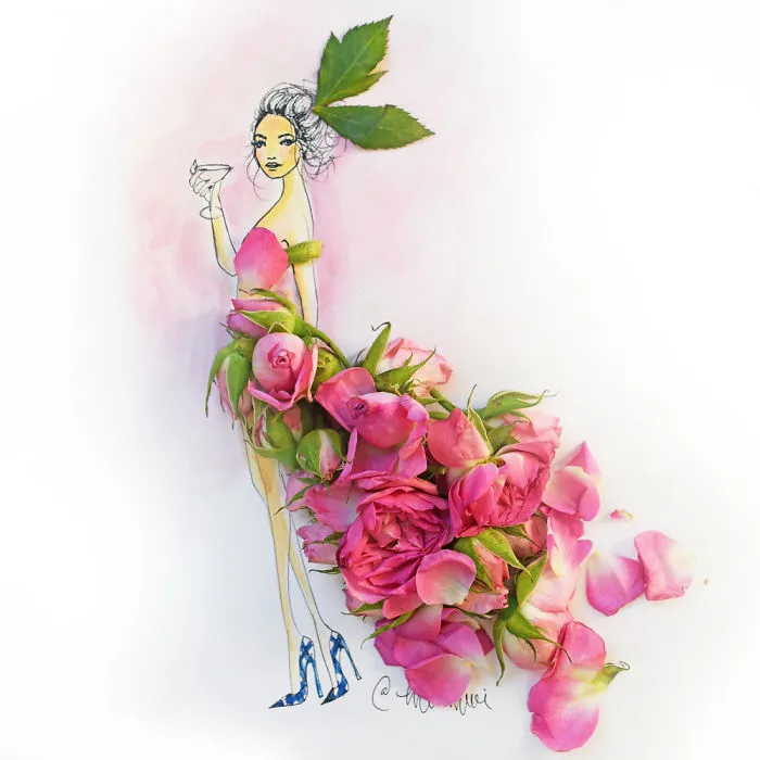 I Use Flowers & Veggies To Create Fashion Illustrations