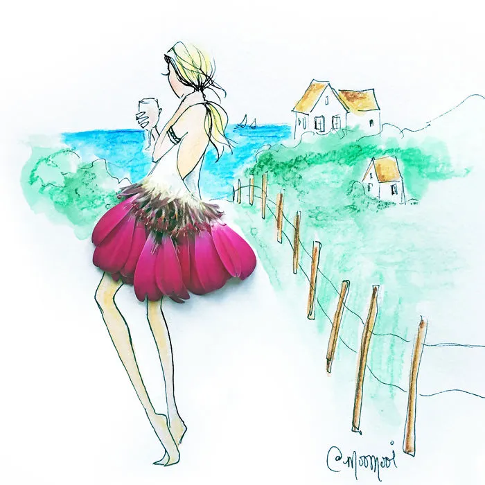 I Use Flowers & Veggies To Create Fashion Illustrations