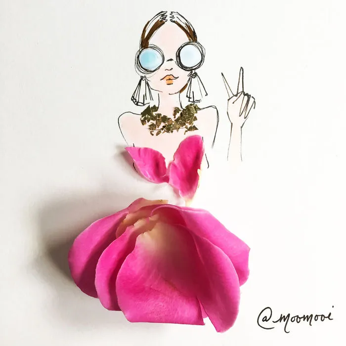I Use Flowers & Veggies To Create Fashion Illustrations