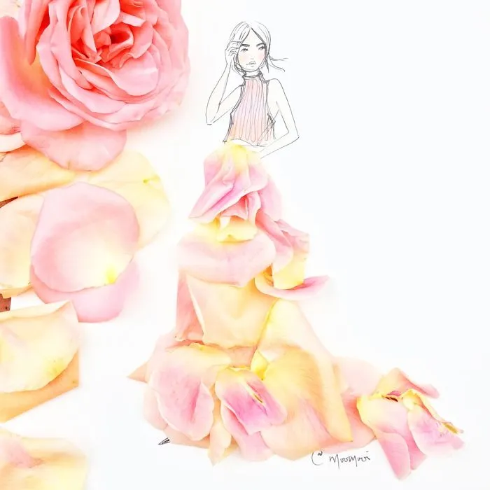 I Use Flowers & Veggies To Create Fashion Illustrations