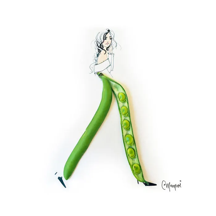 I Use Flowers & Veggies To Create Fashion Illustrations