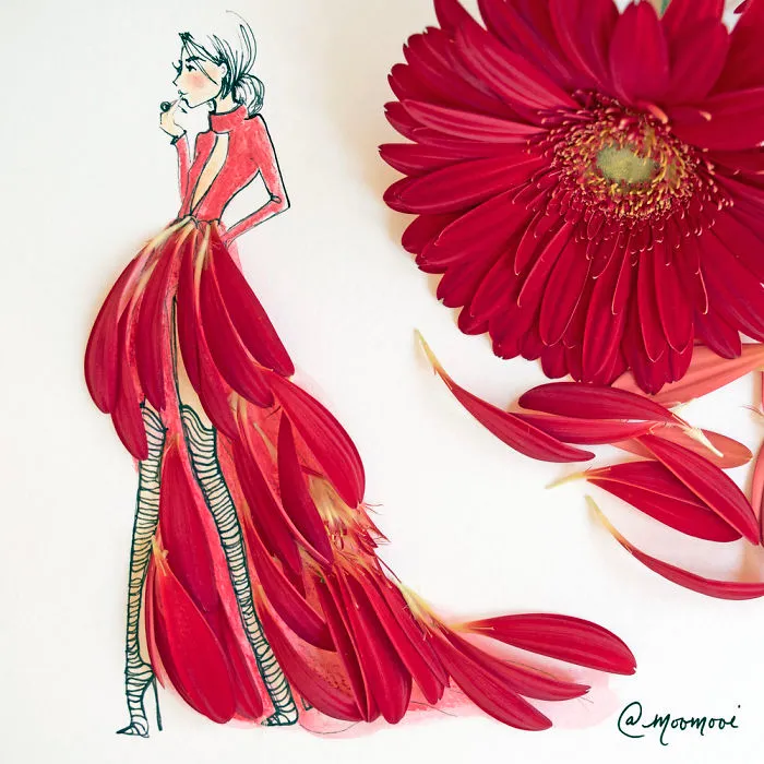 I Use Flowers & Veggies To Create Fashion Illustrations
