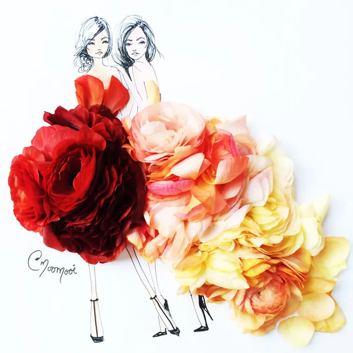 I Use Flowers & Veggies To Create Fashion Illustrations