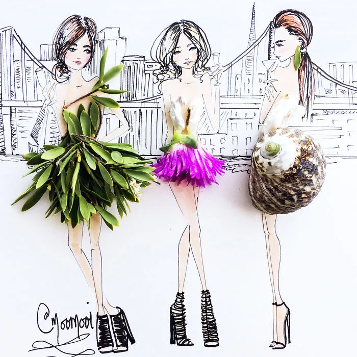 I Use Flowers & Veggies To Create Fashion Illustrations