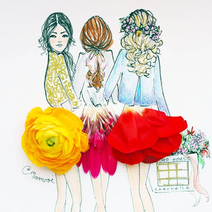I Use Flowers & Veggies To Create Fashion Illustrations