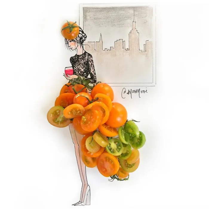 I Use Flowers & Veggies To Create Fashion Illustrations