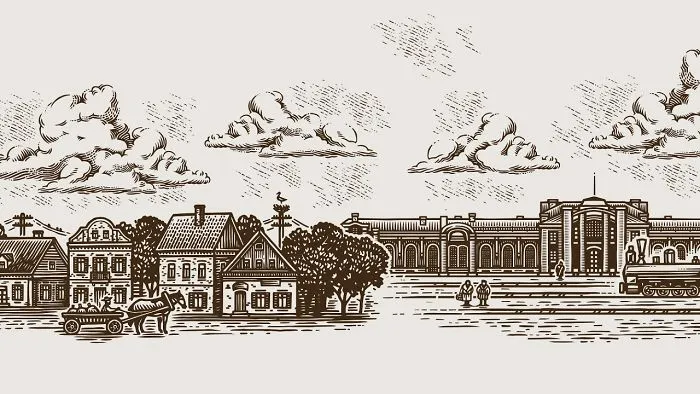 Panoramic Illustration Of The Lida City (belarus)