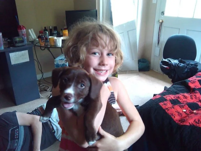 So My 6yo Got To Hold A Puppy For The First Time Today. Not Sure Who's Happier Here