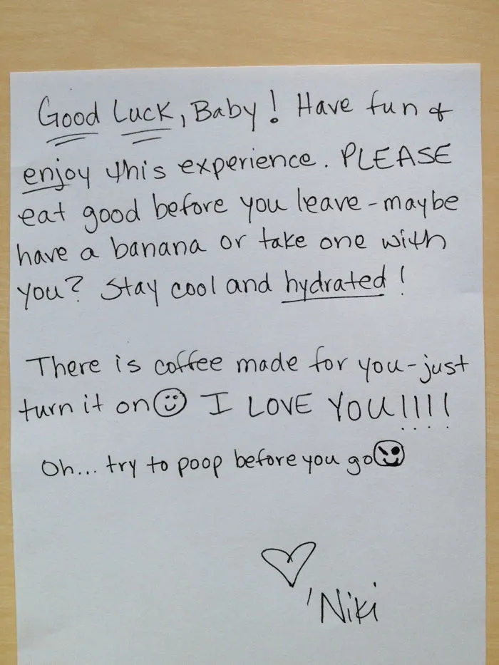 Got Hired To Be An Extra For The Show "under The Dome". My Wife Was Super Excited And Left This Note For Me This Morning. I Love My Wife. ;)