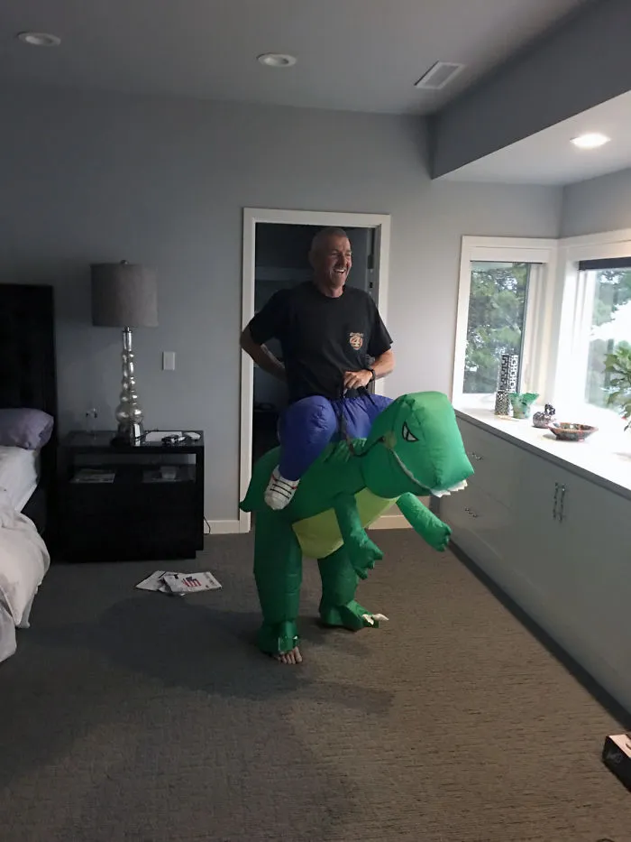 My Dad Thought He Was Home Alone. I Had To See Why He Was Laughing So Hard..