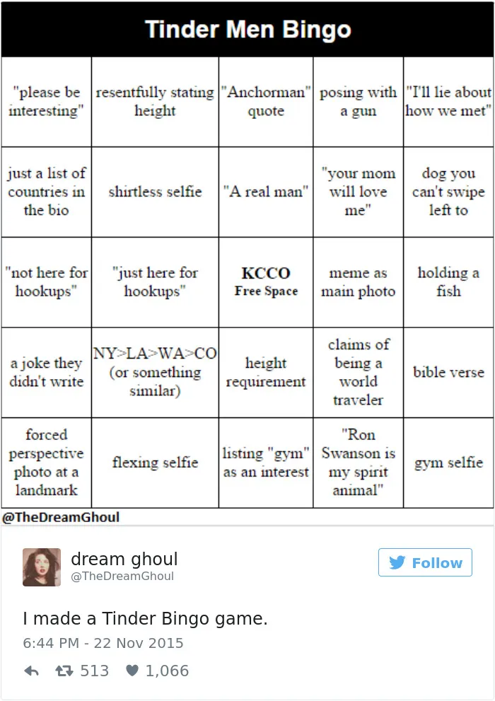 The Classic, Tinder Men Bingo