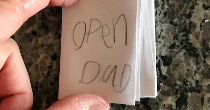 "My 7 year old daughter just handed me this folded piece of paper"