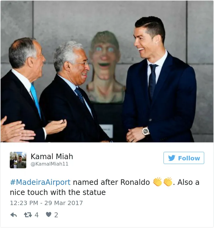 112 Of The Funniest Reactions To Cristiano Ronaldo's New Statue (Add Yours)