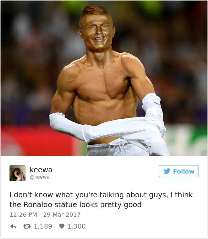 112 Of The Funniest Reactions To Cristiano Ronaldo's New Statue (Add Yours)