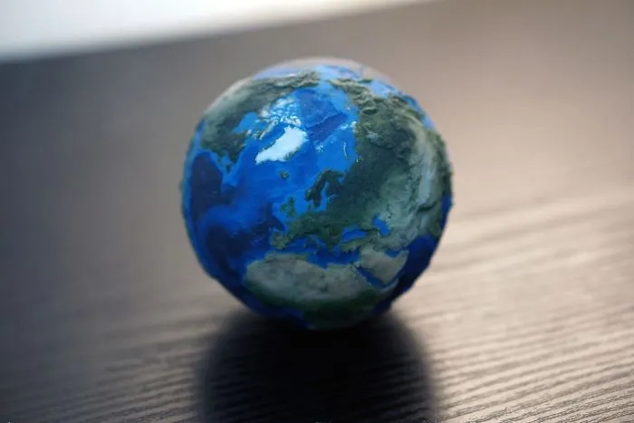 Earth Globe With Surface And Underwater Relief Detai