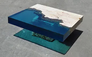 Aquatic Coffee Tables That I Make By Merging Natural Stone And Resin
