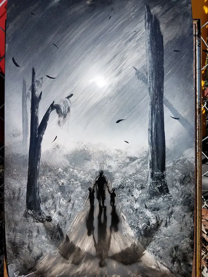 Guardian Angel/father Spray Paint Art