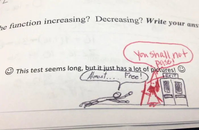 Friend Of Mine's Math Teacher Responds To A Doodle He Drew On His Test