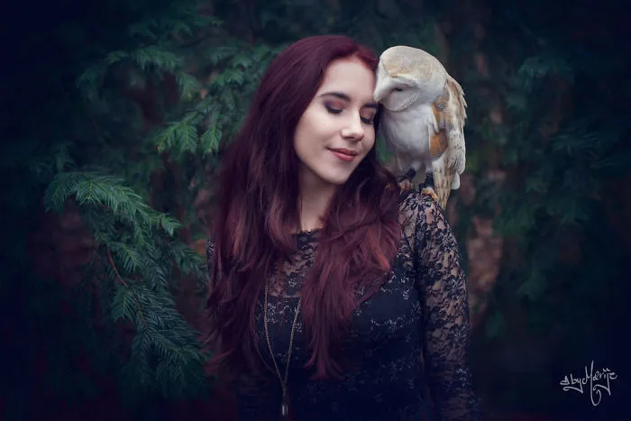 Owl With A Girl Natural Beauty