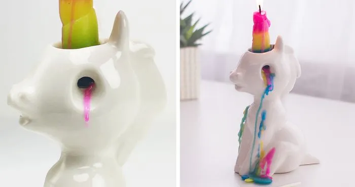 This Unicorn Candle Cries Waxy, Colourful Tears When You Light It