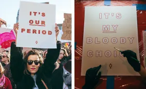 We Made Protest Posters With Our Period Blood For The International Women's Day Rally NYC