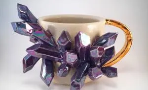 I Create Ceramic Pieces With Giant Sculpted Crystals Growing Out Of Them