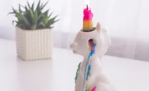 This Unicorn Candle Cries Waxy, Colourful Tears When You Light It
