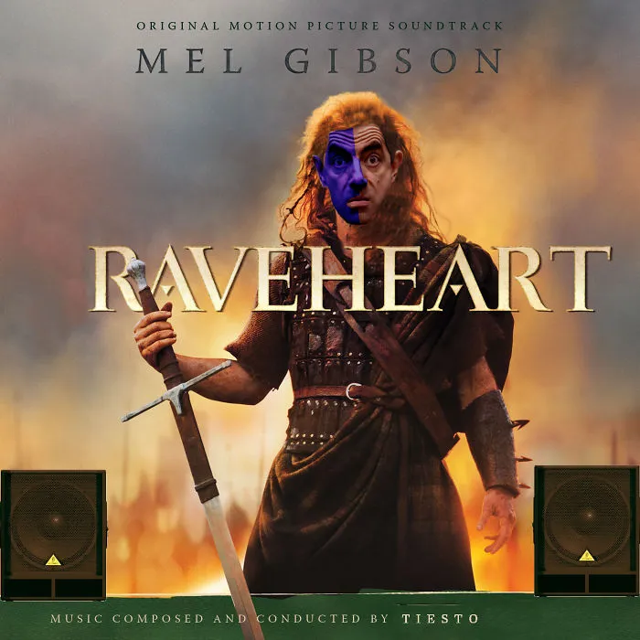 Photoshopped Mr Bean face on a warrior in a Ravenheart film poster, showcasing hilarious Mr Bean edits.