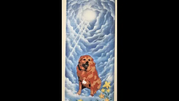 My Puppy Passed Away So I Painter Her Likeness Onto A Scroll So I Could See Her Everyday