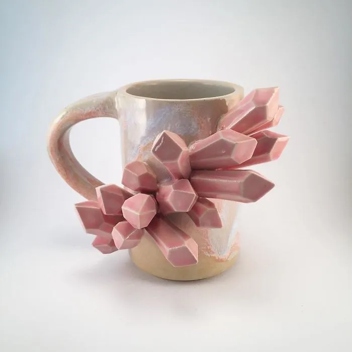 I Create Ceramic Pieces With Giant Sculpted Crystals Growing Out Of Them