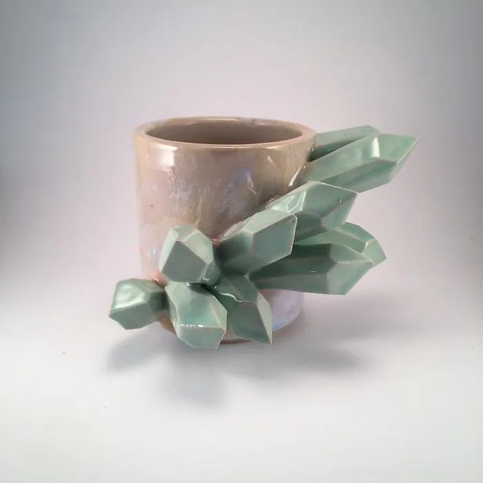 I Create Ceramic Pieces With Giant Sculpted Crystals Growing Out Of Them