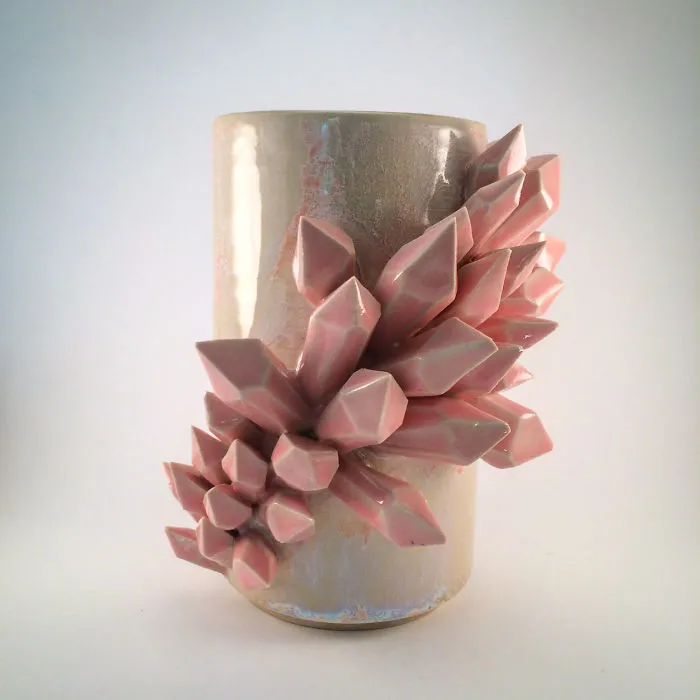 I Create Ceramic Pieces With Giant Sculpted Crystals Growing Out Of Them