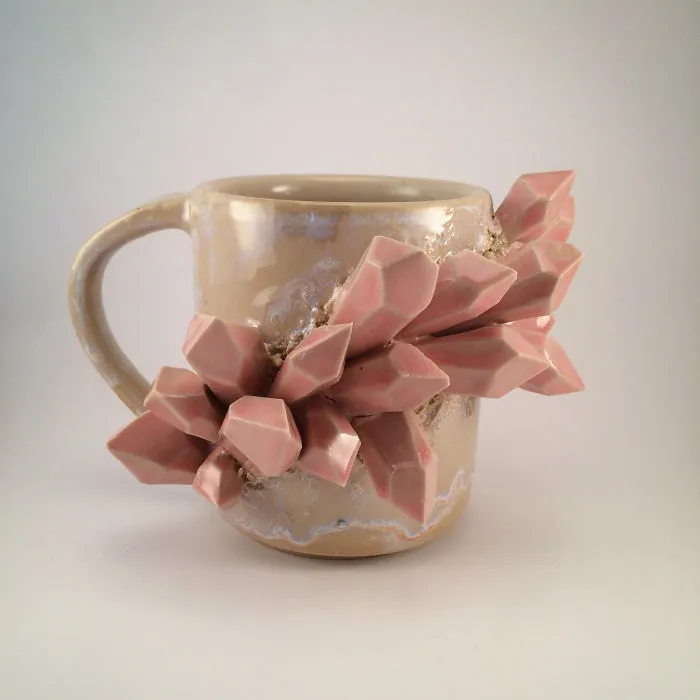I Create Ceramic Pieces With Giant Sculpted Crystals Growing Out Of Them