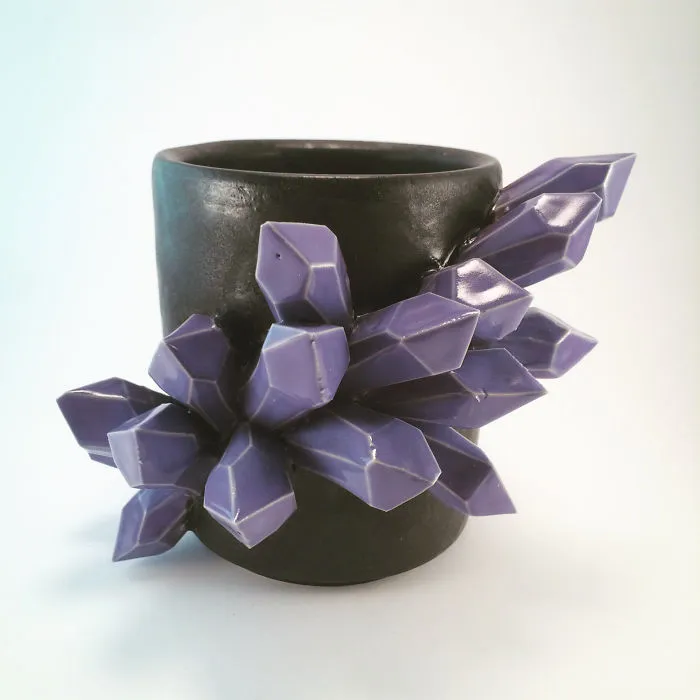 I Create Ceramic Pieces With Giant Sculpted Crystals Growing Out Of Them
