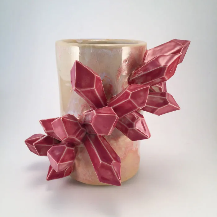 I Create Ceramic Pieces With Giant Sculpted Crystals Growing Out Of Them