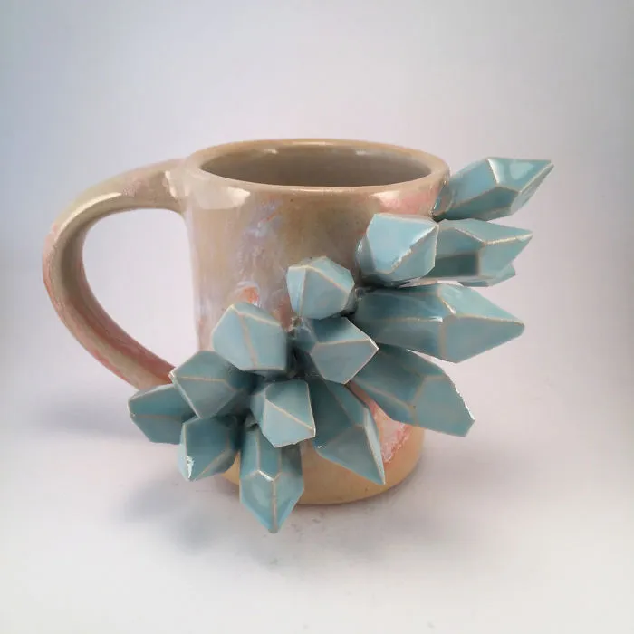 I Create Ceramic Pieces With Giant Sculpted Crystals Growing Out Of Them