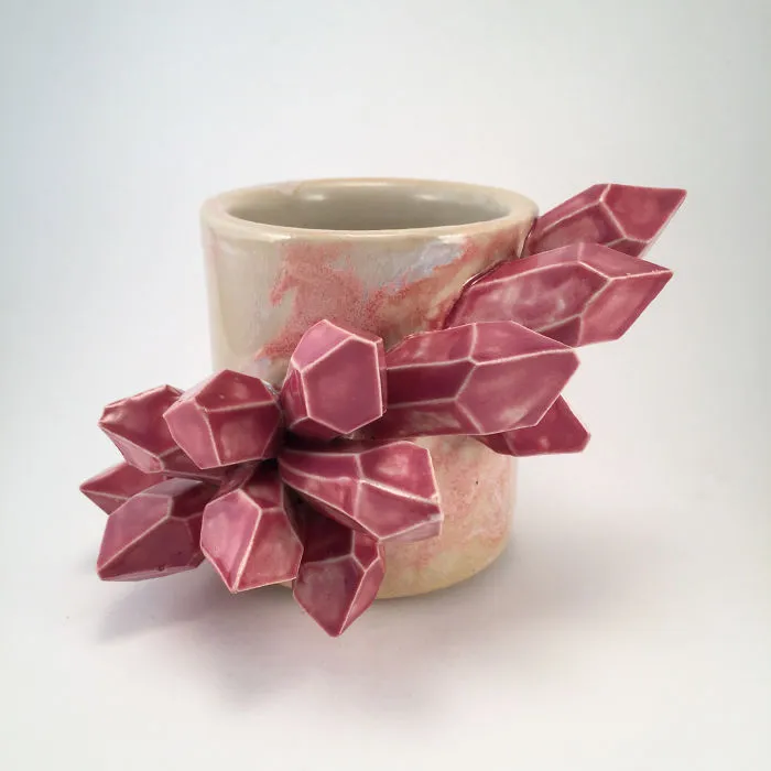 I Create Ceramic Pieces With Giant Sculpted Crystals Growing Out Of Them