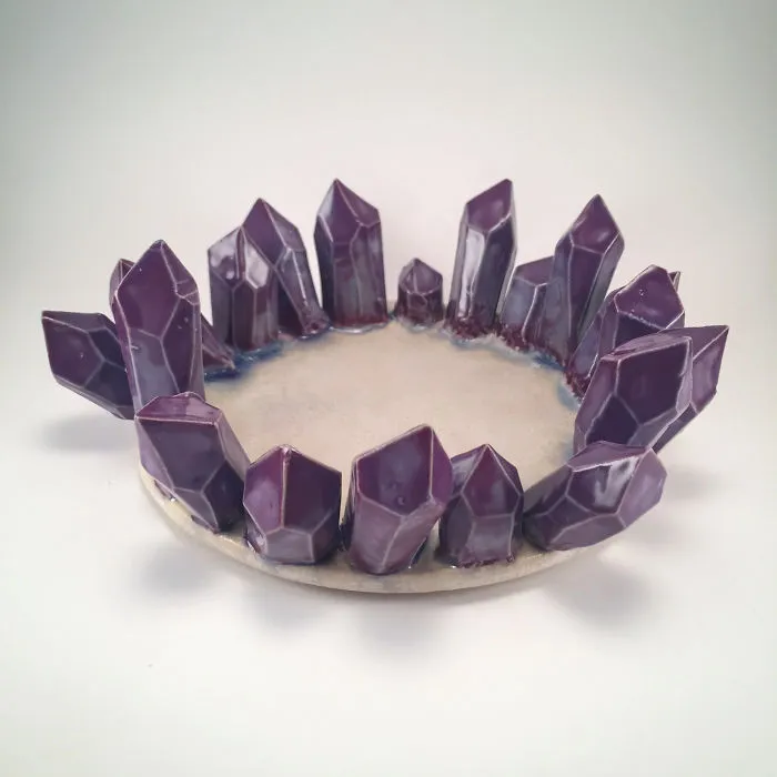 I Create Ceramic Pieces With Giant Sculpted Crystals Growing Out Of Them
