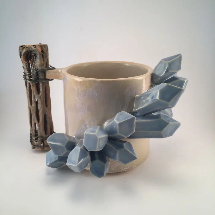 I Create Ceramic Pieces With Giant Sculpted Crystals Growing Out Of Them
