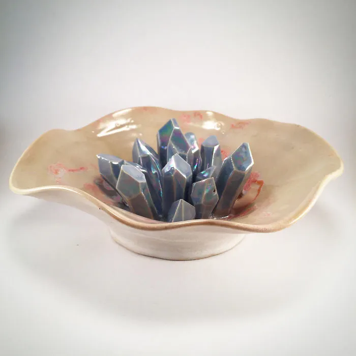 I Create Ceramic Pieces With Giant Sculpted Crystals Growing Out Of Them