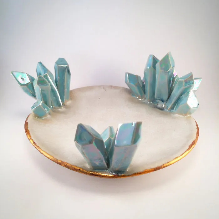 I Create Ceramic Pieces With Giant Sculpted Crystals Growing Out Of Them