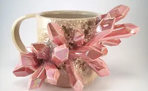 I Create Ceramic Pieces With Giant Sculpted Crystals Growing Out Of Them