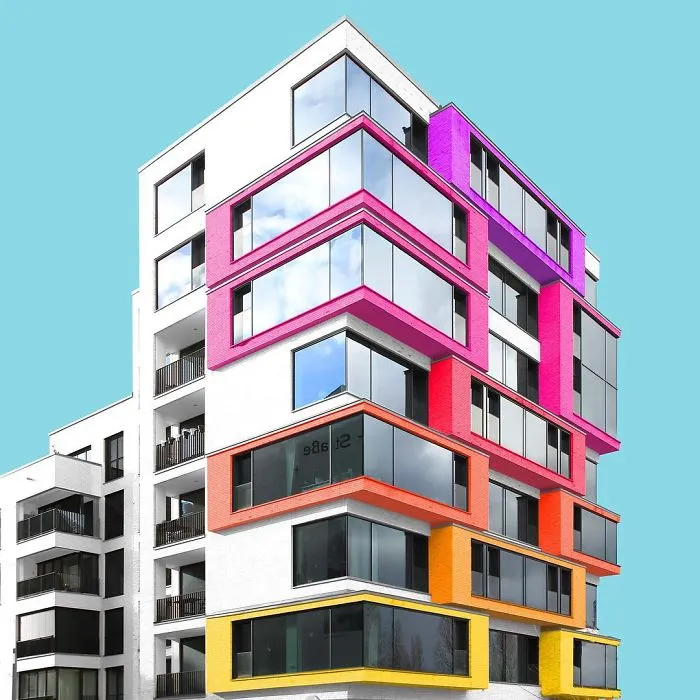 I Got Bored By The Gray Cityscape Of Berlin, So I Started To Colorize Buildings With Photoshop