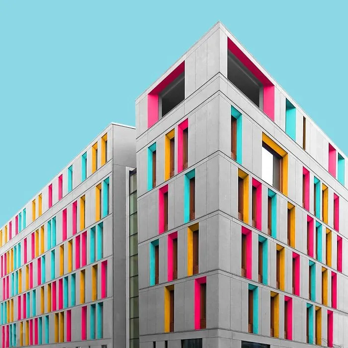 I Got Bored By The Gray Cityscape Of Berlin, So I Started To Colorize Buildings With Photoshop