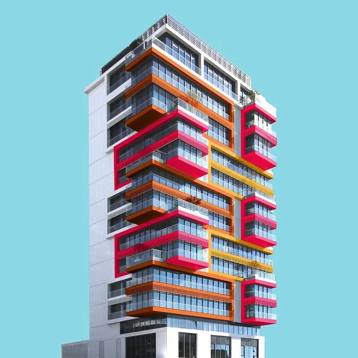 I Got Bored By The Gray Cityscape Of Berlin, So I Started To Colorize Buildings With Photoshop