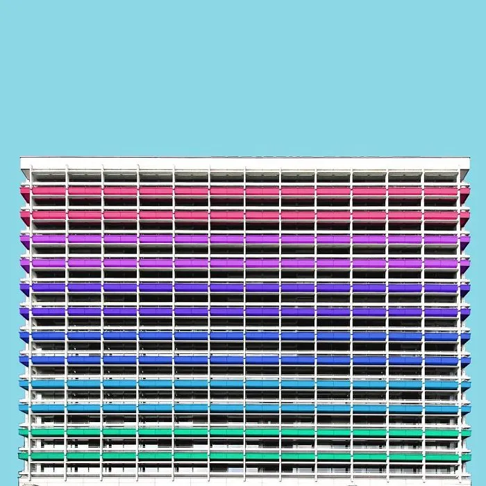I Got Bored By The Gray Cityscape Of Berlin, So I Started To Colorize Buildings With Photoshop