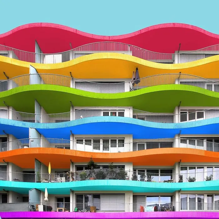 I Got Bored By The Gray Cityscape Of Berlin, So I Started To Colorize Buildings With Photoshop