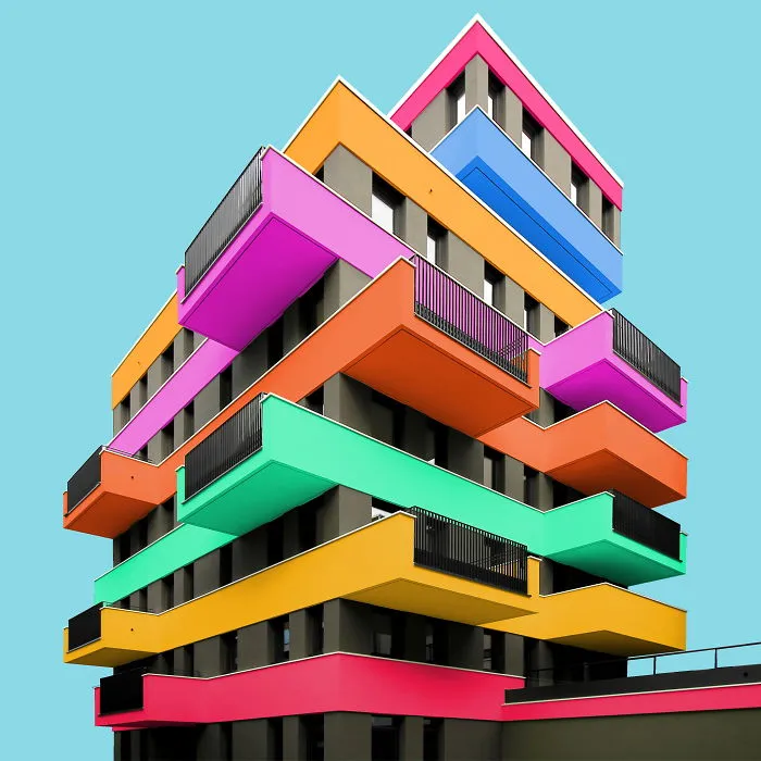 I Got Bored By The Gray Cityscape Of Berlin, So I Started To Colorize Buildings With Photoshop